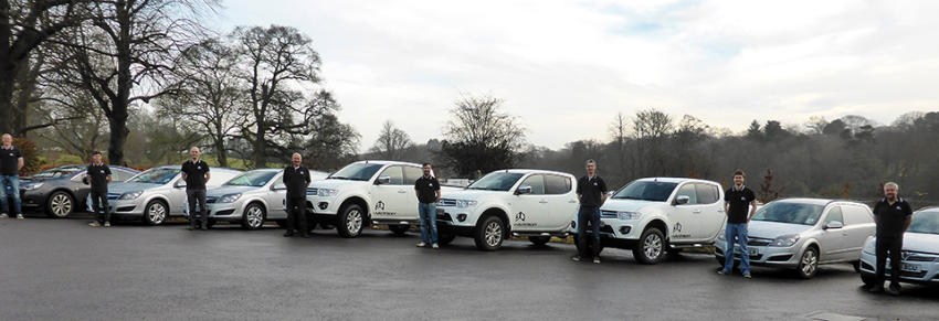 3D Services staff and vehicles